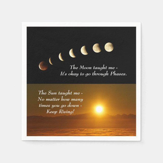 Moon Phases Sun hebt Inspiration Zitat Napkins Serviette (Vorderseite)