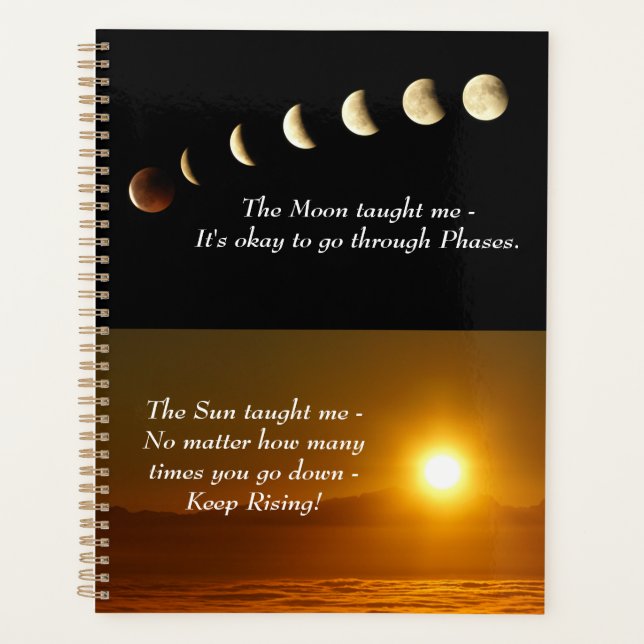 Moon Phases Sunrise Inspiration Quote Organisator Planer (Vorderseite)