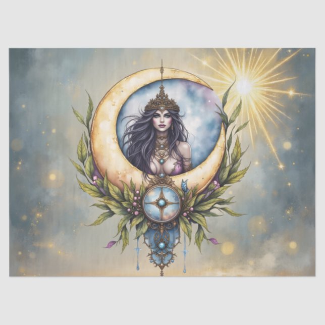 Moon Priestess – Keeper of the Celestial Balance.  Seidenpapier (Vorderseite)
