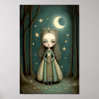 Moon Princess Girl im Wald Poster