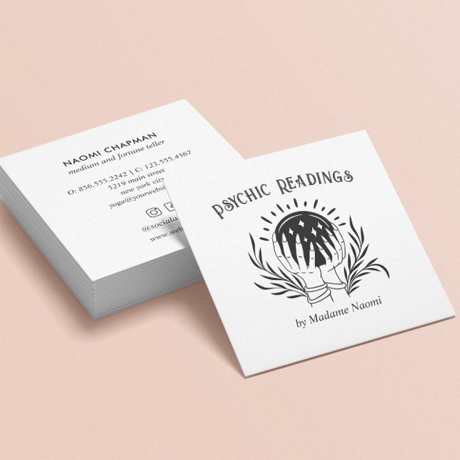 MOON PSYCHIC MEDIUM CRYSTAL BALL FORTUNE TELLER QUADRATISCHE VISITENKARTE (Von Creator hochgeladen)