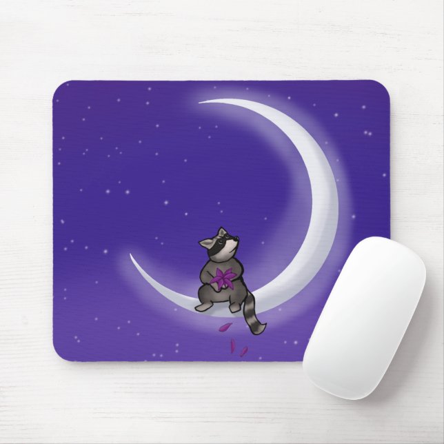 Moon Raccoon Mouse Pad Mousepad (Mit Mouse)