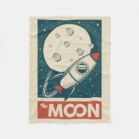 Moon Retro Galaxy Rocket 