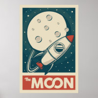 Moon Retro Galaxy Rocket