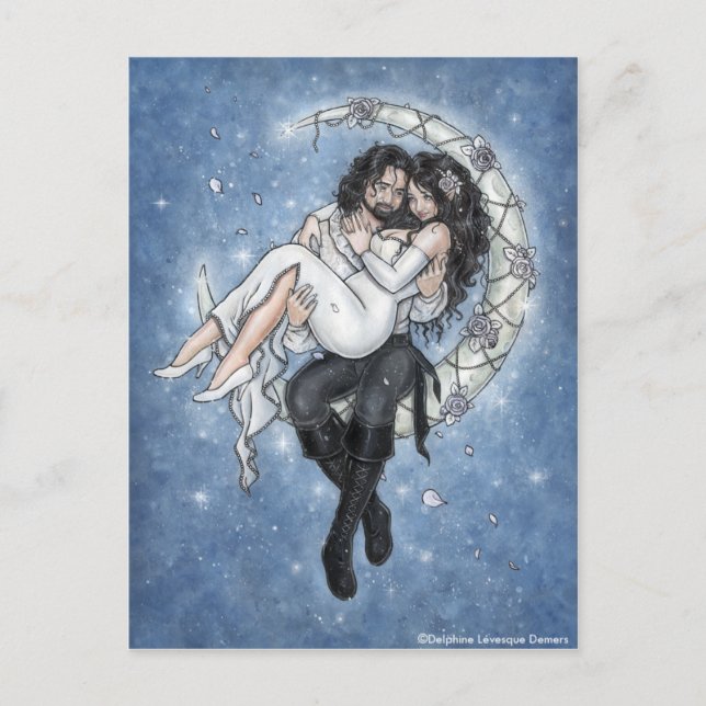 Moon Riders Romantische Liebe Postkarte (Vorderseite)