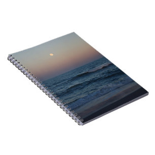 Moon Rise Over the Ocean #4705- Notebook Notizblock
