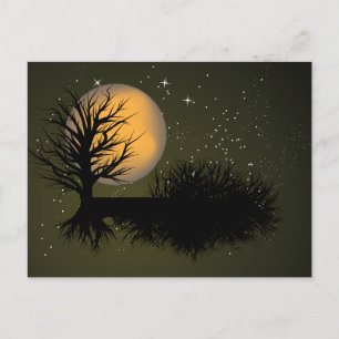 Moon Rise ~ Vollmond-Tree & Night Sky Postkarte