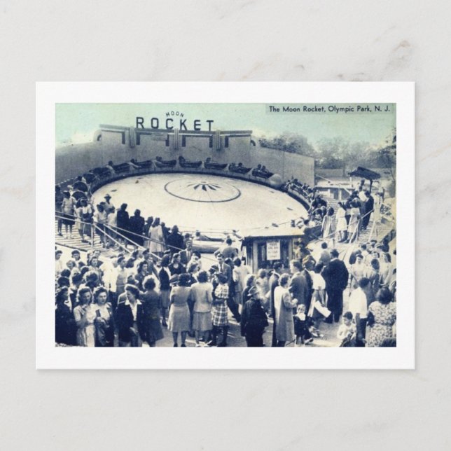 Moon Rocket, Olympic Park, Irvington, NJ Vintag Postkarte (Vorderseite)