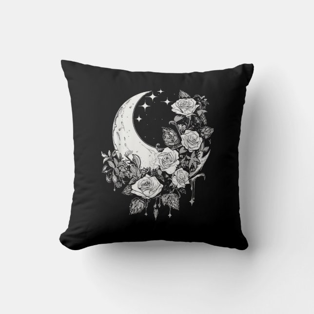 Moon Rose - Romantisches Goth - Whimsigoth Witchy  Kissen (Vorderseite)