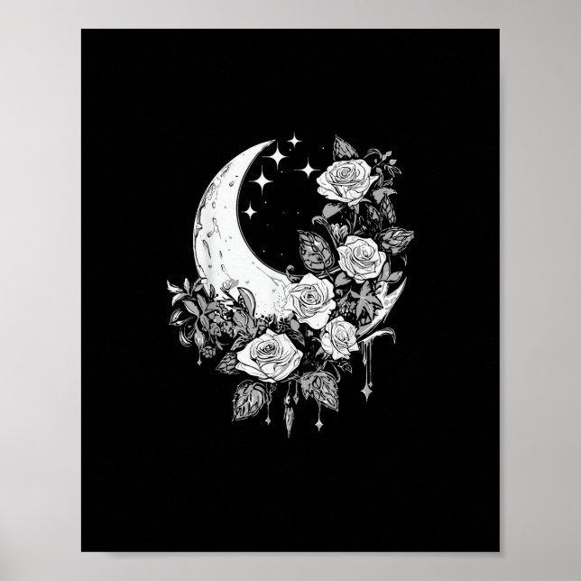 Moon Rose - Romantisches Goth - Whimsigoth Witchy  Poster (Vorne)