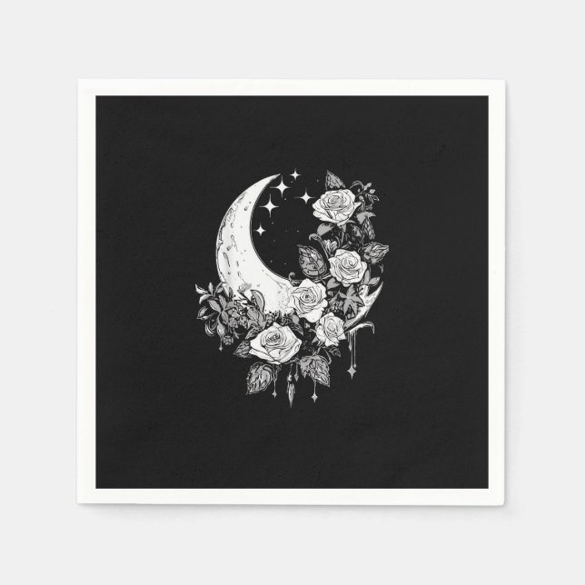 Moon Rose - Romantisches Goth - Whimsigoth Witchy  Serviette (Vorderseite)