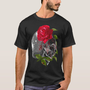 Moon Rose Skull Gothic Illustration Emo Death Meta T-Shirt