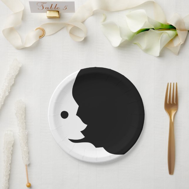 Moon Schwarz-weiß Lunar Smile Paper Plate Pappteller (Hochzeit)