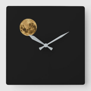 Moon, Schwarzer Himmel, Acrylwanduhr Quadratische Wanduhr