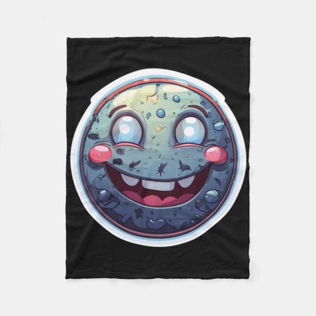 Moon Smiley Sticker Fleecedecke (Vorderseite)