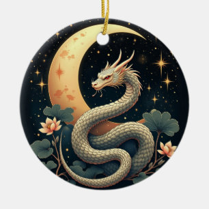 Moon Snake stars Keramik Ornament