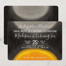 Moon Space Galaxy Birthday Handgezeichnete Einladu Einladung