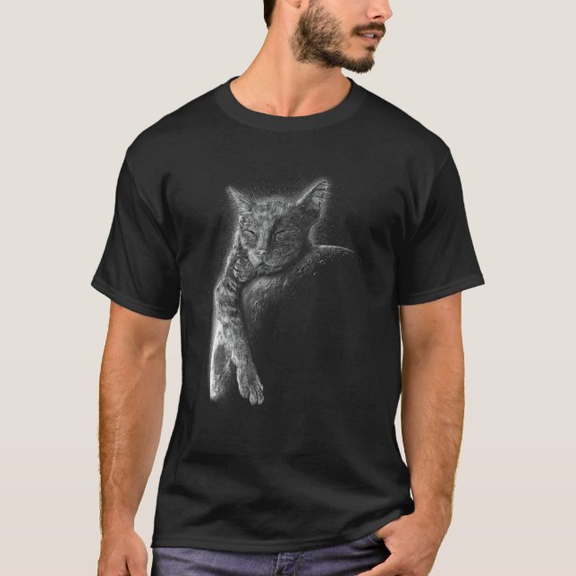 Moon Space Sleeping Baby Cat T-Shirt (Vorderseite)