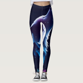 Moon Spirit - Wolf Design Leggings - Tights