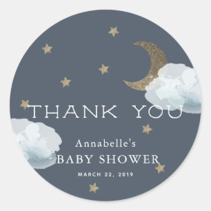 Moon Star Cloud Baby Dusche Vielen Dank Sticker