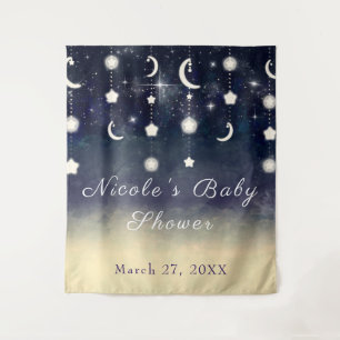 Moon Star Glow Celestial Watercolor Babydusche Wandteppich
