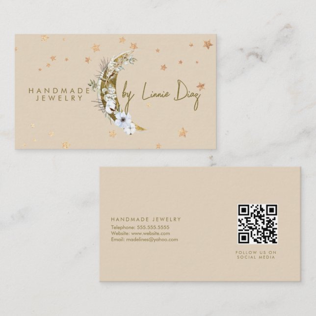 Moon Star Handmade Juwelier Imitate Gold B Visitenkarte (Vorne/Hinten)