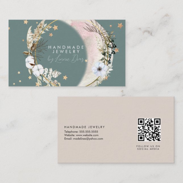 Moon Star Handmade Schmuck Artist Imitate Gold D Visitenkarte (Vorne/Hinten)