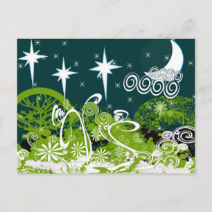 Moon Star Tree Paint Platsch Postkarte