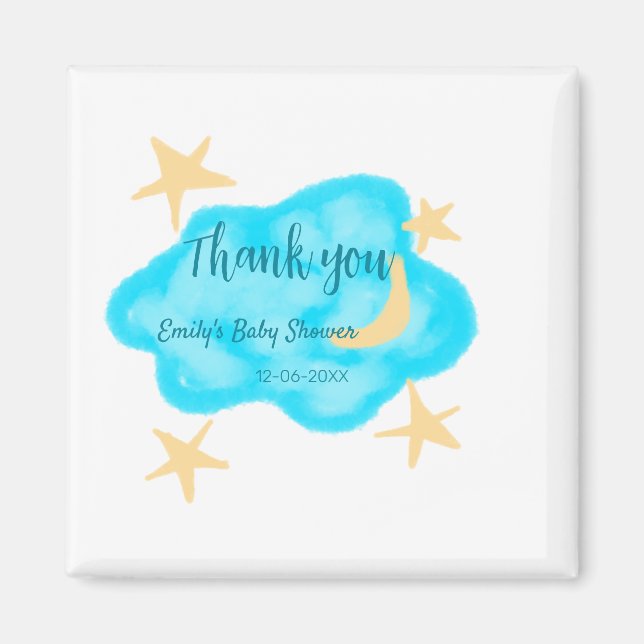 Moon Star Wolken Aquarell Babydusche geben Namen Magnet (Vorne)