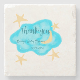 Moon Star Wolken Aquarell Babydusche geben Namen Steinuntersetzer