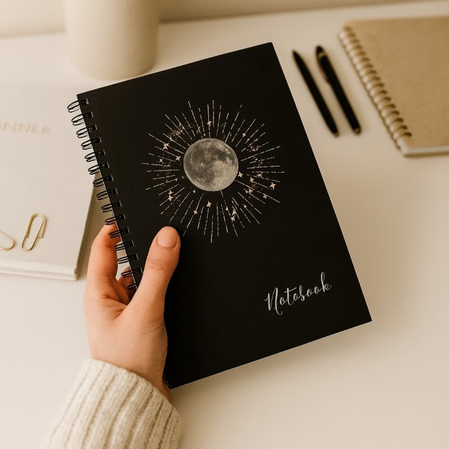 "Moon & Stars Abstraktes kosmisches Notebook Notizblock (Von Creator hochgeladen)
