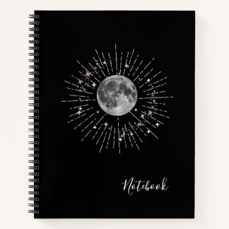 "Moon & Stars Abstraktes kosmisches Notebook Notizbuch