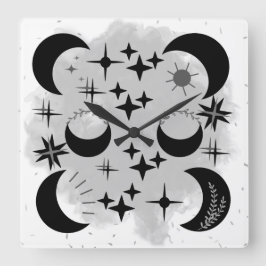 MOON & STARS Acrylwand Quadratische Wanduhr