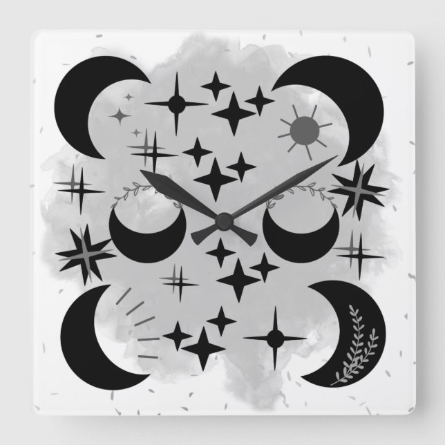 MOON & STARS Acrylwand Quadratische Wanduhr (Vorderseite)