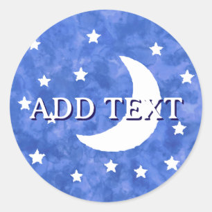 Moon Stars Aquarelldekor Runder Aufkleber