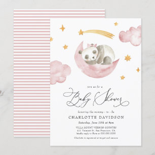 Moon & Stars Baby Animal Pink Girl Baby Dusche Einladung