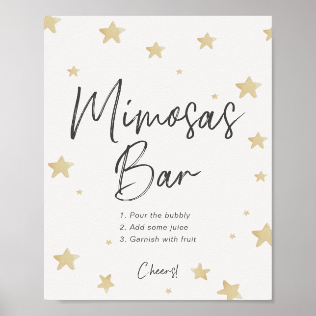 Moon Stars Baby Dusche Mimosa Bar Sign Poster (Vorne)