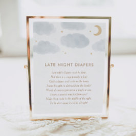 Moon Stars Baby Dusche Spate Night Diapers Poster