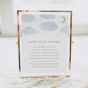 Moon Stars Baby Dusche Spate Night Diapers Poster