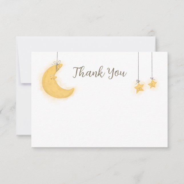Moon Stars Babydusche Danke Notiz Card (Vorderseite)