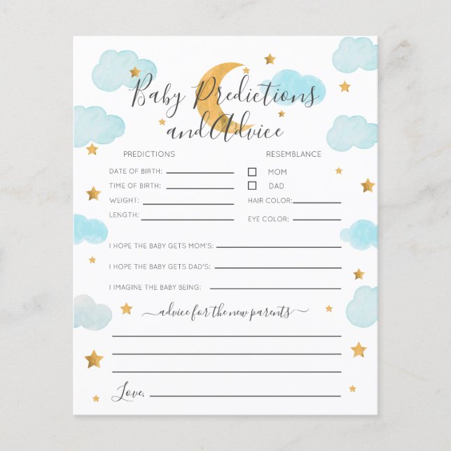 Moon & Stars Blue Baby Vorhersagen und Ratschläge (Vorderseite)