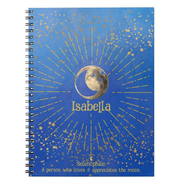 Moon Stars Blue Liebe Galaxy Sky Monogram Notebook Notizblock (Vorderseite)