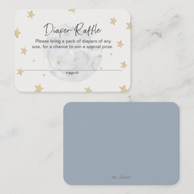 Moon Stars Boy Blue Diaper Raffle Baby Duschkarte Visitenkarte (Vorne/Hinten)