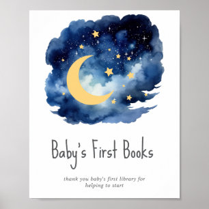 Moon & Stars Bücher für Babydusche Poster