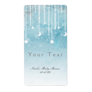Moon & Stars Celestial Baby Dusche Label