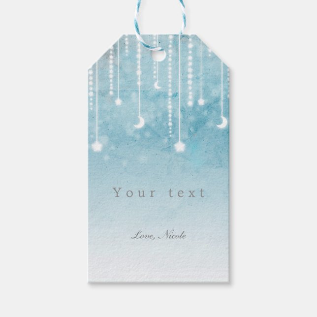 Moon & Stars Celestial Baby Show Tag Geschenkanhänger (Vorderseite)