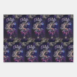 Moon Stars Celestial BoHo Tween Geschenk 3 Geschenkpapier Set