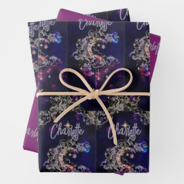 Moon Stars Celestial BoHo Tween Geschenk 3 Geschenkpapier Set