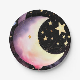 Moon & Stars Dreams: Baby Girl Celestial Shower Pappteller