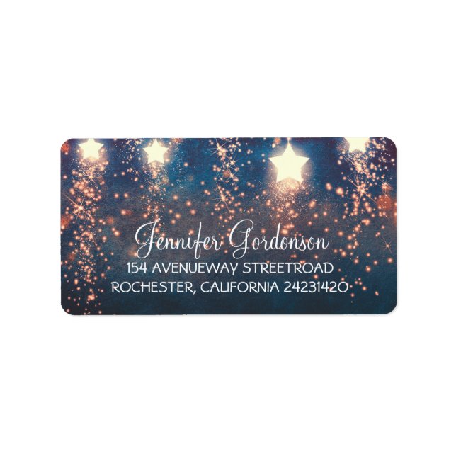 Moon Stars Glitzer Wedding Adressaufkleber (Vorne)